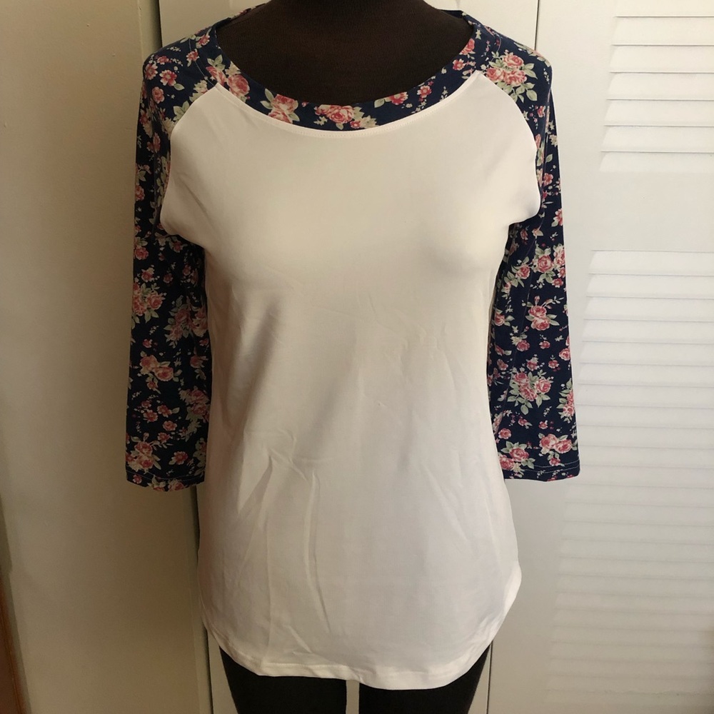 Floral baseball tee